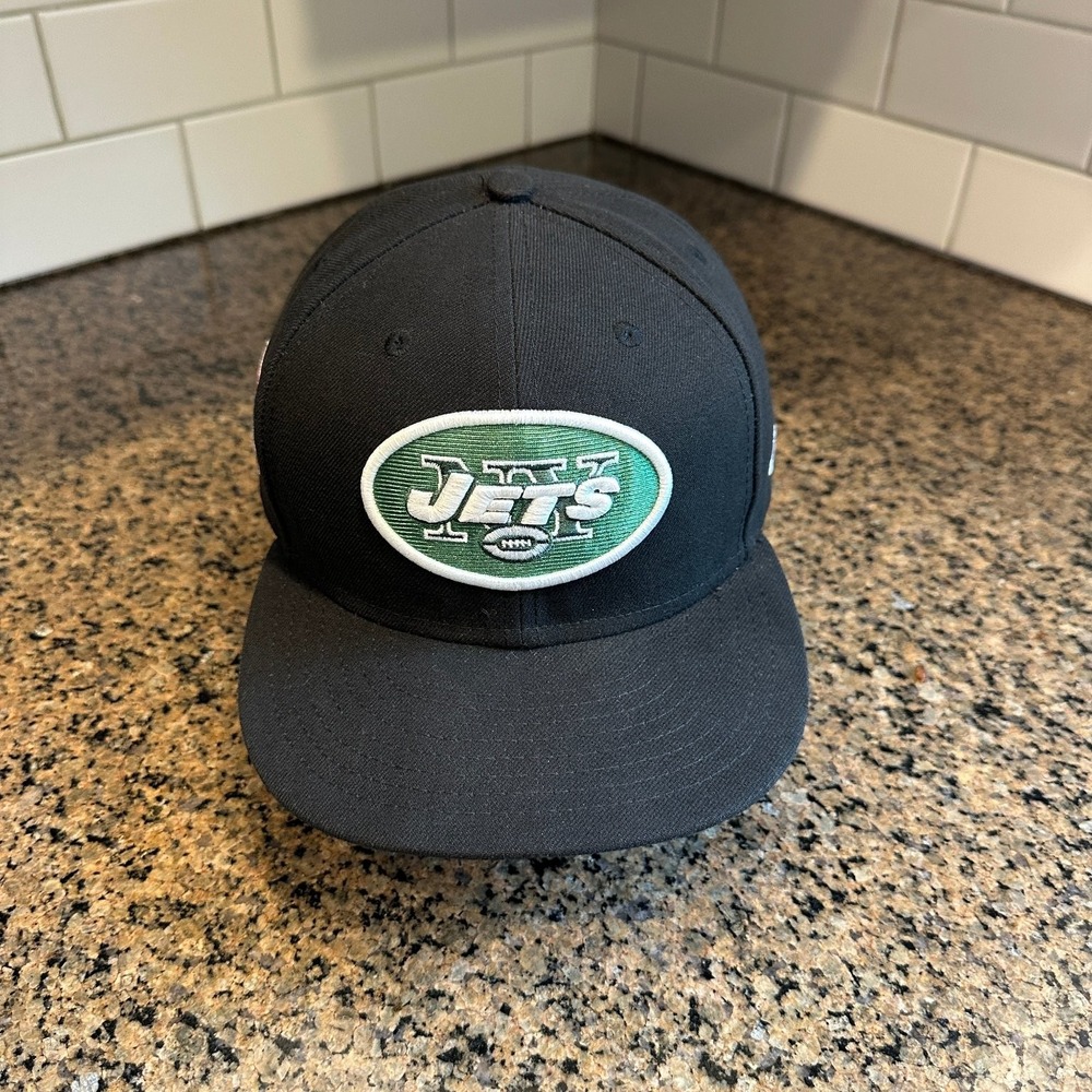 New York Jets New Era 59FIFTY Fitted Hat Men's 7 1/2 Black Ribbon Pin
